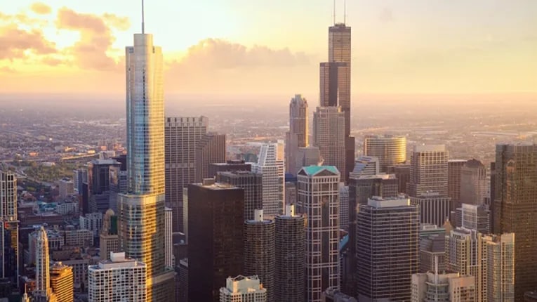 Cityscape showing skyscrapers