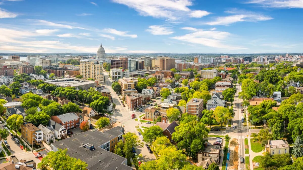 Ariel view of Madison, Wisconsin