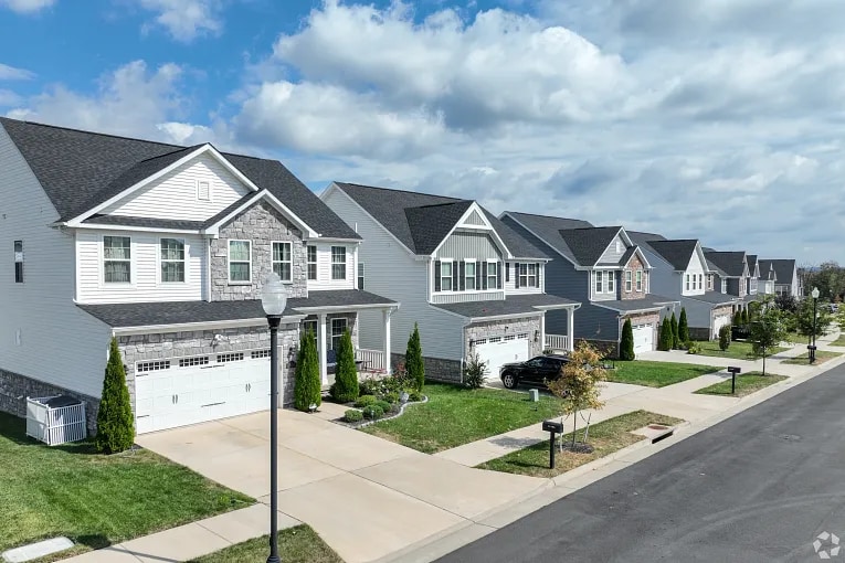 A row of grey houses in Bull Run, Mnassas, VA.