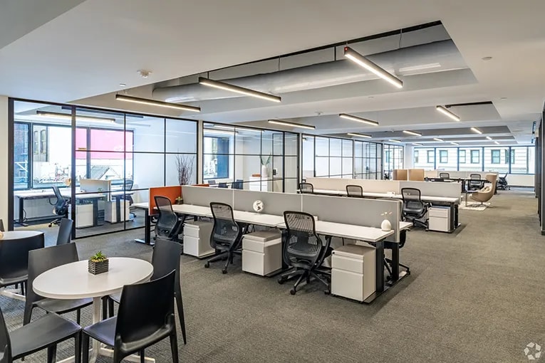 Coworking space desks and working area