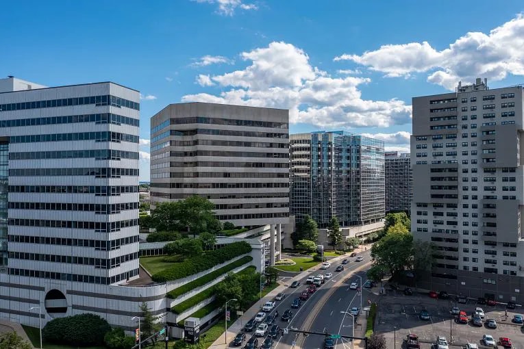 Exterior view of commercial real estate properties in Stamford, CT