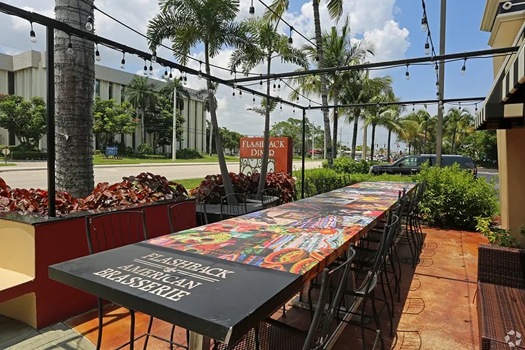 Flashback Diner outdoor seating area and custom table