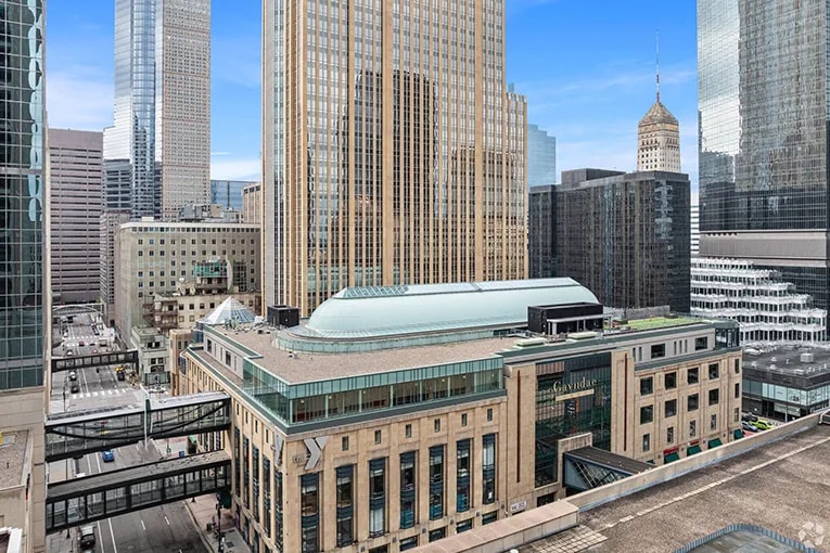 Exterior view of retail properties in downtown Mineapolis