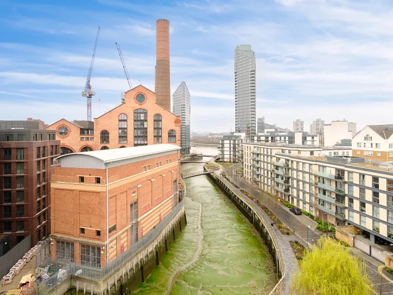 Chelsea Creek and skyline in London, England, UK