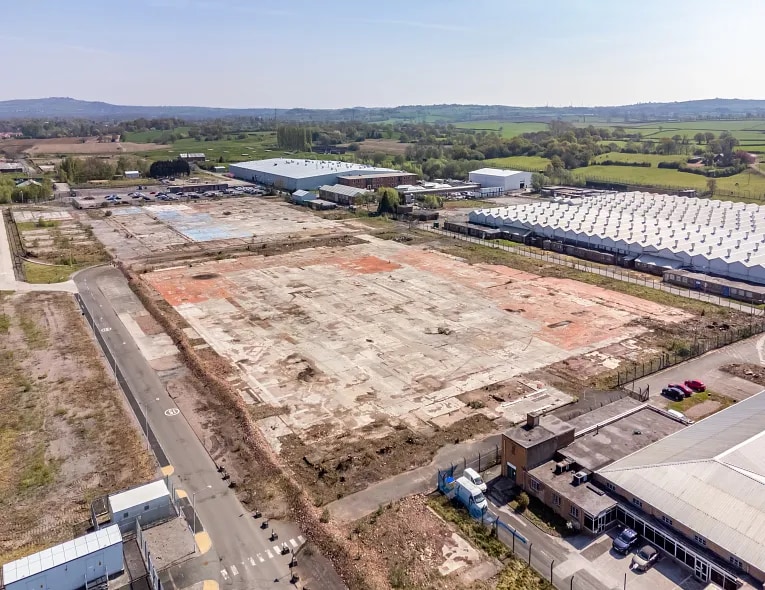 Aerial view of a lot under construction in South Cheshire