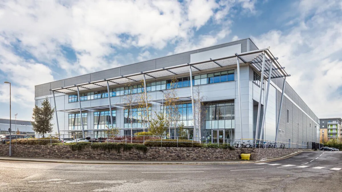 Commercial building with tall windows