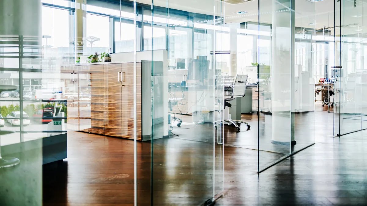 An office with glass walls